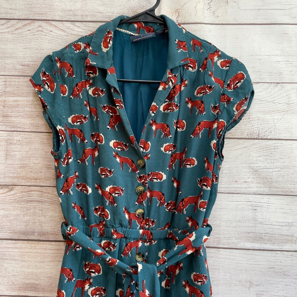 MAEVE ANTHROPOLOGIE CATHERINE FOX PRINT DRESS - Picture 5 of 8